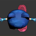 Cartoon Game Character Girl Wearing Blue Cat Ears Helmet And Pink Skateboard Outfit