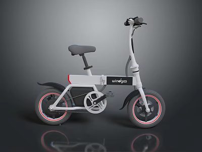 LINGGO White Modern Compact Bicycle With Black Seat And Red Wheel Accents 3d model