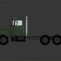 Green Truck Chassis With Multiple Wheels And Front Cab Design