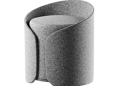 Modern Gray Felt Ottoman Stool With Curved Minimalist Design For Living Space 3d model