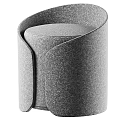 Modern Gray Felt Ottoman Stool With Curved Minimalist Design For Living Space