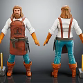 Blacksmith Character Front And Back Views With Apron Boots Gloves Hammer And Anvil