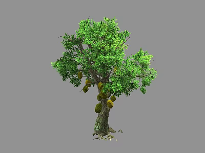 Lush Arbor With Green Leaves And Ripe Hanging Fruits On Strong Trunk 3d model