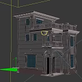 European Style Three Story Detached Villa With Arched Porch Balconies Large Windows And Stone Exterior