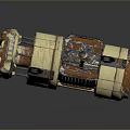Cylindrical Industrial Mechanical Device With Gears Pipes And Metal Fabric Structure 3D Render