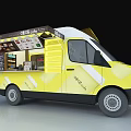Choco Cake Food Truck with Yellow White Body Open Awning Serving Window and Menu Board