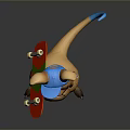Playful Cartoon Kangaroo Character With Blue Cap Pink Headphones And Red Skateboard