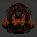 Orangutan Head Sculpture With Brown Body And Orange Mane Artistic Decor