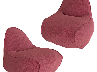 Two Red Fabric Bean Bag Chairs Soft Comfortable Cozy Seating Furniture 3d model