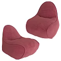 Two Red Fabric Bean Bag Chairs Soft Comfortable Cozy Seating Furniture