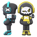 Two Character Dolls With Distinct Color Schemes And Gear 3d model