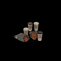 Delicious Freshly Baked Croissants With Paper Wrapping And Takeaway Coffee Cups