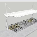 Outdoor White Modern Bike Shelter With Bicycles And Parking Racks