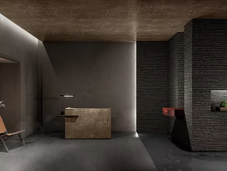 Quiet Front Desk Hotel Homestay Restaurant Front Desk Reception 3d model