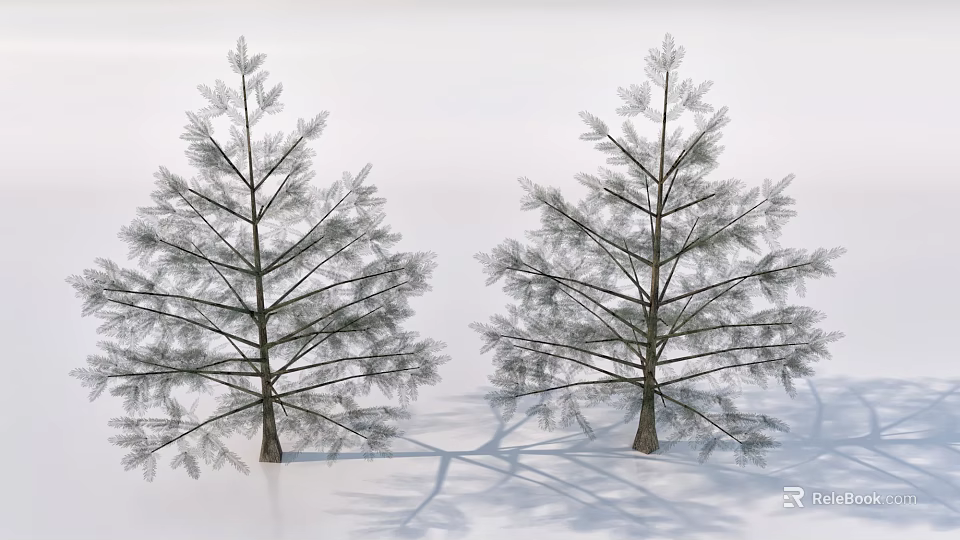 Two Tall Trees with Lush Branches Dense Green Leaves and Natural Growth Form 3d model 