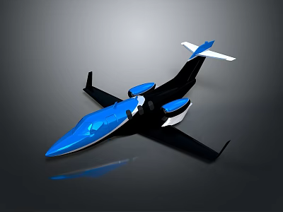 Modern Blue And Black Passenger Aircraft With Sleek Design And Reflective Surface 3d model