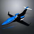 Modern Blue And Black Passenger Aircraft With Sleek Design And Reflective Surface