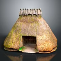 Traditional Rural Thatched House With Moss Covered Thatch Roof Wooden Door And Small Pathway