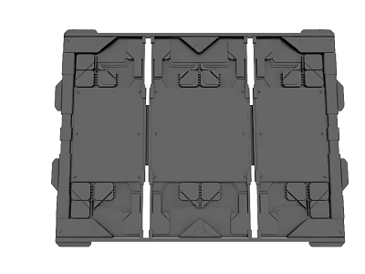 Three Grey Modular Trays With Geometric Design Arranged Side By Side For Storage 3d model