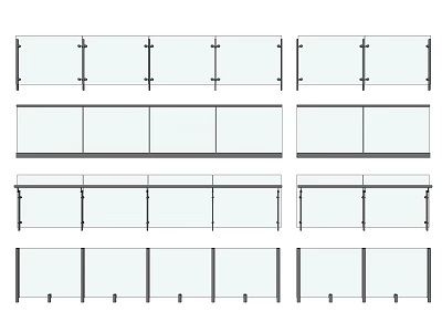 Glass Railing Handrail Metal Stainless Steel Railing Balcony Guardrail Fence Frameless Glass Railing 3d model