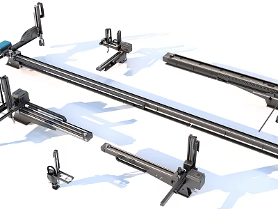 Industrial Equipment Linear Rails And Mechanical Sliding Parts With Metal Structural Components 3d model