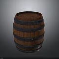 Traditional Wooden Barrel With Metal Hoops And Textured Surface For Home Decor Use