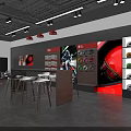 Modern Showroom Interior Design With Red Navy Reception Desk RBP Logo And Display Areas