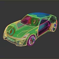 Futuristic Green And Silver Gradient Car With Sleek Design And Stylish Wheels