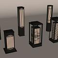 Modern Stylish Outdoor Lights With Black Frame And White Shade For Garden Decor