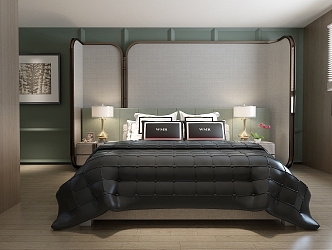 Leather Queen Bed 3d model