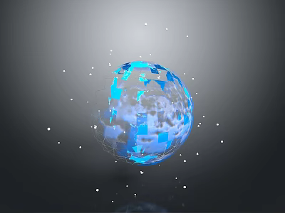 Decorative Globe Home Accessory With Blue White Square Pattern And Gray Background Design 3d model