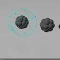 Modern Spherical Furniture With Blue Wireframe Gray Bodies And Colorful Accent