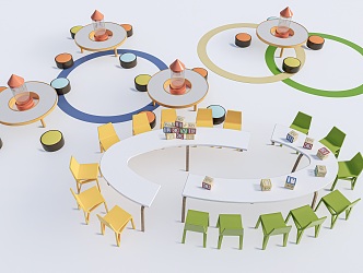 Modern Children's Table and Chair Children's Table and Chair Combination Kindergarten Table and Chair Children's Furniture 3d model