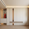 Modern White Wardrobe With Sliding Doors And Decorative Wall Design