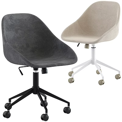 Gray and Beige Fabric Office Chair With Swivel Adjustable Design And Metal Base Casters 3d model