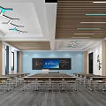 Book Art Classroom Design With Desks Chairs Blackboard And Wall Decorations