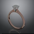 Elegant Rose Gold Ring With Solitaire Diamond And Shiny Polished Band