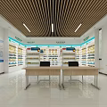 Supermarket Department Store Interior With Bright Lighting Shelves Products Display And Checkout Counters