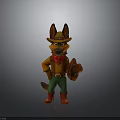 Cartoon Dog Character Wearing Cowboy Hat Red Bandana Green Pants And Red Boots