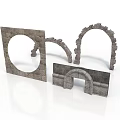 Decorative Stone Architectural Elements With Various Arched Circular And Rectangular Frames 3d model