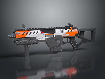 Tactical Orange White Black Rifle With Modular Structure And Ergonomic Grip Design 3d model