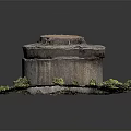 Circular Concrete Manhole Cover Structure With Metal Lid And Green Grass