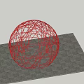 Decorative Red Wire Sphere Garden Ornament On Square Tiled Floor 3d model
