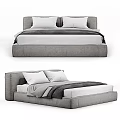 Modern Double Bed With Gray Frame White Pillows And Soft Bedding 3d model