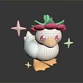 White Duck Toy with Pink and Green Floral Crown Surrounded by Sparkling Stars