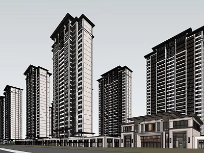 Modern High Rise Residential Buildings With Multiple Towers And Ground Floor Structure 3d model