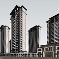 Modern High Rise Residential Buildings With Multiple Towers And Ground Floor Structure