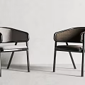 Modern Accent Chairs with Gray and Brown Upholstery Black Legs and Armrests