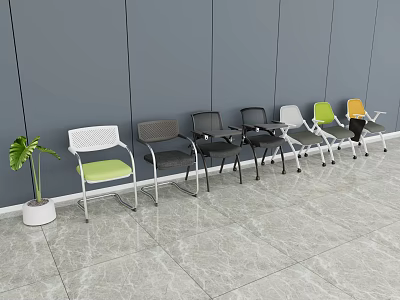 Modern Office Chairs With Various Colors And Wheels In Office Setting 3d model