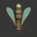 Steampunk Mechanical Bee With Copper Body Gears And Blue Patterned Wings